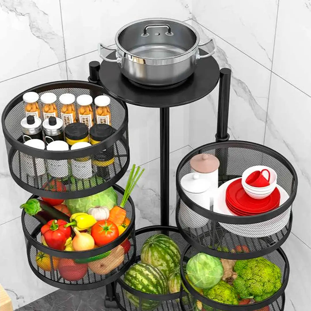 Fruteira Articulada de Aço Inox Rotativa + BRINDE: Kit de Utensílios de Cozinha