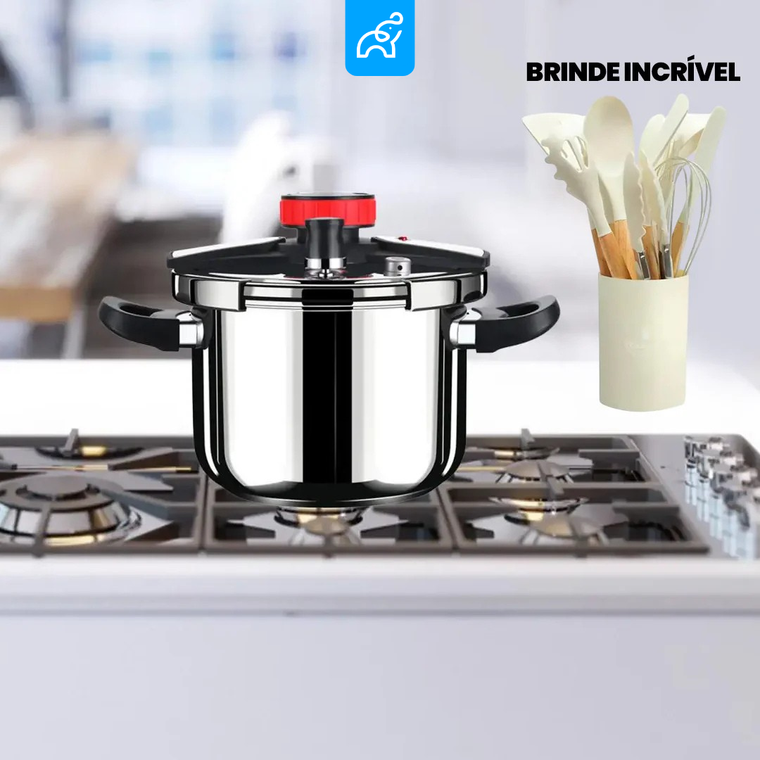Panela de Pressão TurboChef Aço Inoxidável - Á Prova de Explosões + Brinde: Kit Utensílios