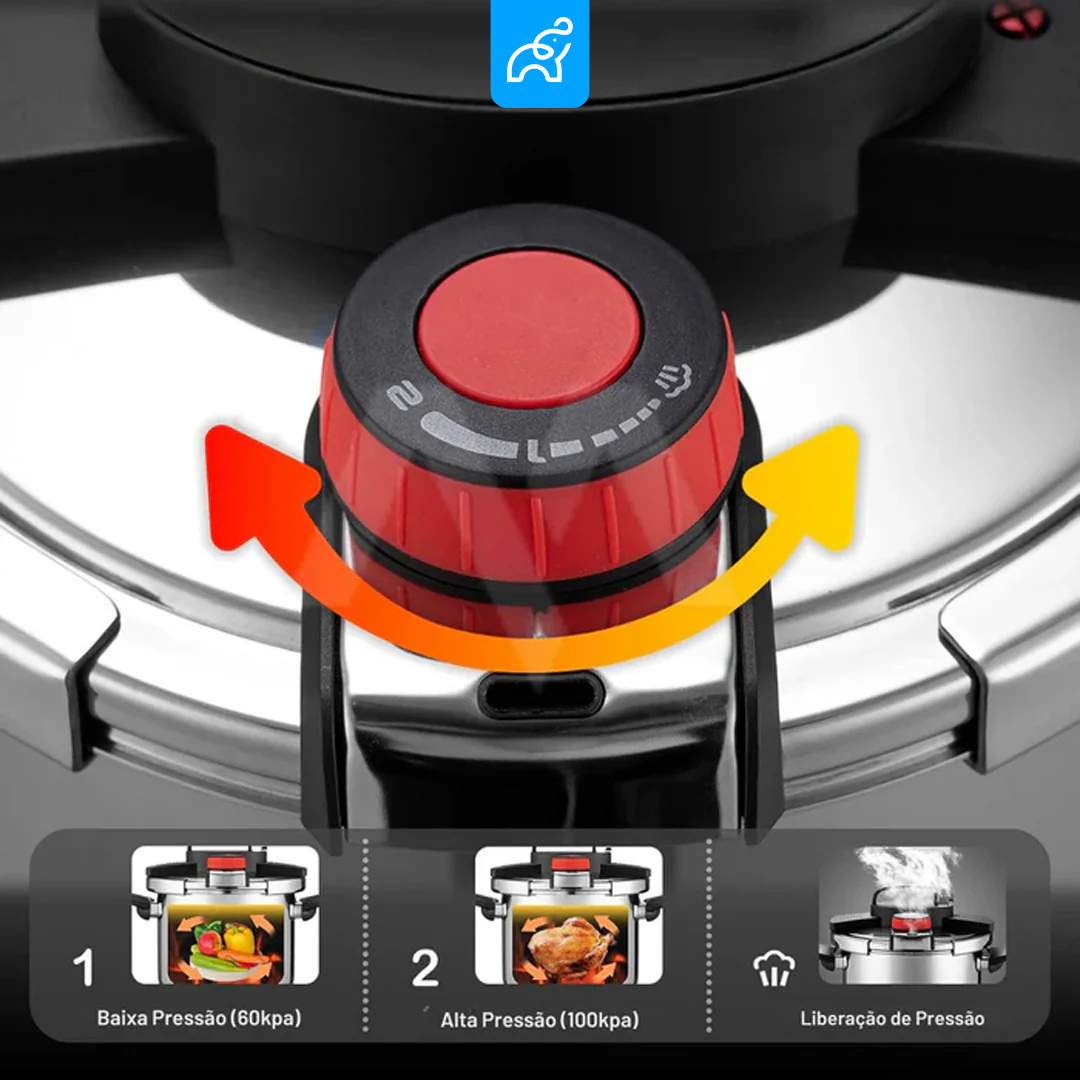 Panela de Pressão TurboChef Aço Inoxidável - Á Prova de Explosões + Brinde: Kit Utensílios